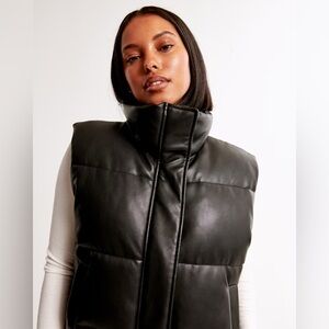 ABERCROMBIE & FITCH VEGAN LEATHER PUFFER VEST